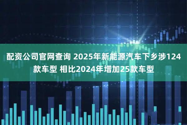 配资公司官网查询 2025年新能源汽车下乡涉124款车型 相比2024年增加25款车型